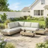 Conjunto de Jardín Exterior de Ratán de 3 Piezas con Sofá Modular de 3 y 2 Plazas Mesa Lateral Mesa de Centro Co... - Ogal.Es