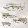 Conjunto de Jardín Exterior de Ratán de 3 Piezas con Sofá Modular de 3 y 2 Plazas Mesa Lateral Mesa de Centro Co... - Ogal.Es