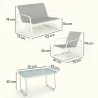 Conjunto Jardín Exterior de 4 Piezas con Sofá de 2 Plazas 2 Sillones Mesa de Vidrio Templado Tela Textilene Gris... - Ogal.Es
