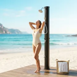 Ducha Solar Jardín 60L con Cabezal Ducha de Mano Grifo para Pies y Temperatura Ajustable Máx. 60 °C para Piscina... - Ogal.Es