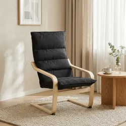 Sillón de Salón Moderno con Respaldo Alto Acolchado Patas de Madera y Tapizado en Terciopelo 67x83x105 cm Negro - Ogal.Es