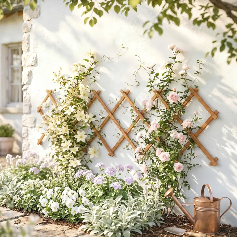Enrejado de Jardín de Madera Extensible Soporte para Plantas Trepadoras Rosas y Parra 180x60 cm Marrón Claro - Ogal.Es