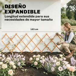 Enrejado de Jardín de Madera Extensible Soporte para Plantas Trepadoras Rosas y Parra 180x60 cm Marrón Claro - Ogal.Es