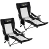 Conjunto de 2 Sillas Plegables Camping Reclinables con Reposapiés Desmontable Reposacabezas Portavasos y Bolsa N... - Ogal.Es