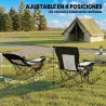 Conjunto de 2 Sillas Plegables Camping Reclinables con Reposapiés Desmontable Reposacabezas Portavasos y Bolsa N... - Ogal.Es