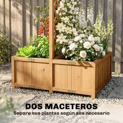 Jardinera con Enrejado de Madera para Plantas Trepadoras con 2 Cajas Plegables Base de Listones 73x70x170 cm Nat... - Ogal.Es