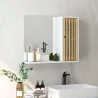Espejo de Baño 60x50 cm Espejo de Pared con Puerta de Listones de Bambú Estantes de Almacenaje Blanco y Natural - Ogal.Es