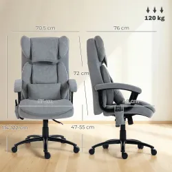 Silla de Oficina con Masaje de Amasamiento de 4 Puntos Respaldo Alto Altura Ajustable Asiento Amplio Cojín Lumba... - Ogal.Es