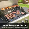 Barbacoa de Gas con 4 Quemadores 12,8 kW Termómetro Parrillas de Hierro Fundido Mesas Laterales Armario y Ruedas... - Ogal.Es