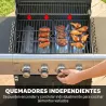 Barbacoa de Gas con 4 Quemadores 12,8 kW Termómetro Parrillas de Hierro Fundido Mesas Laterales Armario y Ruedas... - Ogal.Es