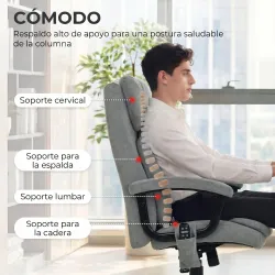 Silla de Oficina con Masaje de Amasamiento de 4 Puntos Respaldo Alto Altura Ajustable Asiento Amplio Cojín Lumba... - Ogal.Es