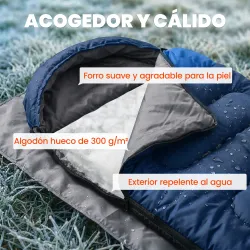 Saco de Dormir Adulto Ligero y Compacto para 3 Estaciones Impermeable Portátil Tamaño Pequeño para Acampar Azul ... - Ogal.Es