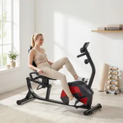 Bicicleta Estática con Respaldo de 8 Niveles de Resistencia Volante Asiento Ajustable Pantalla LCD y Soporte - Ogal.Es