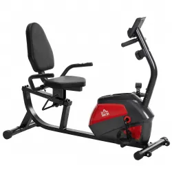 Bicicleta Estática con Respaldo de 8 Niveles de Resistencia Volante Asiento Ajustable Pantalla LCD y Soporte - Ogal.Es