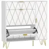Mueble Zapatero Moderno con 2 Cajones Abatibles Armario y Estantes Ajustables para 10-14 Pares de Zapatos Blanco - Ogal.Es