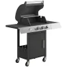 Barbacoa de Gas con 3 Quemadores 8,1 kW Termómetro Parrillas Mesas Laterales Armario y Ruedas 109x50x109 cm Negro - Ogal.Es