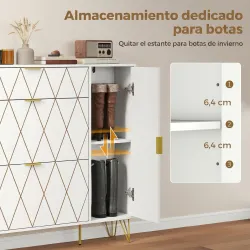 Mueble Zapatero Moderno con 2 Cajones Abatibles Armario y Estantes Ajustables para 10-14 Pares de Zapatos Blanco - Ogal.Es