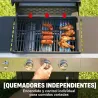 Barbacoa de Gas con 3 Quemadores 8,1 kW Termómetro Parrillas Mesas Laterales Armario y Ruedas 109x50x109 cm Negro - Ogal.Es