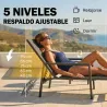 Tumbona Plegable con Reposapiés Retráctil Respaldo Ajustable 5 Niveles Tela de Textilene Marco Acero Gris Oscuro - Ogal.Es