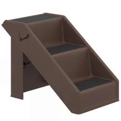 Escalera para Perros Plegable de 3 Peldaños para Mascotas Mayores para Cama Sofá 53x30,5x36,5 cm Marrón - Ogal.Es
