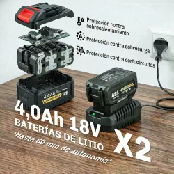 Soplador de Hojas Sin Cable 18V con 2 Baterías de 4.0Ah y Cargador Motor sin Escobillas 600W 3 Velocidades Negro - Ogal.Es