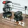 Soplador de Hojas Sin Cable 18V con 2 Baterías de 4.0Ah y Cargador Motor sin Escobillas 600W 3 Velocidades Negro - Ogal.Es