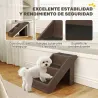 Escalera para Perros Plegable de 3 Peldaños para Mascotas Mayores para Cama Sofá 53x30,5x36,5 cm Marrón - Ogal.Es