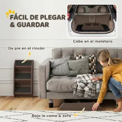 Escalera para Perros Plegable de 3 Peldaños para Mascotas Mayores para Cama Sofá 53x30,5x36,5 cm Marrón - Ogal.Es