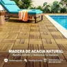 Set de 10 Piezas Baldosas de Exterior de Madera 31x31 cm 0,91 m² Suelo de Jardín Exterior Antideslizantes Natural - Ogal.Es