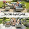 Conjunto de Jardín de Ratán de 3 Piezas Respaldo Ajustable Incluye Cojines Sofá de 3 Plazas Sofá de 2 Plazas Mes... - Ogal.Es