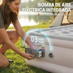 Colchón Hinchable Individual Plegable con Bomba Inflado 3 Min Desinflado 2 Min Bolsa Carga 200 kg 190x97x39 cm C... - Ogal.Es