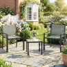Conjunto de Mesa y Sillas de Terraza Exterior 3 Piezas con 2 Sillas de Textilene Mesa de Vidrio Templado Gris Claro - Ogal.Es