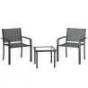 Conjunto de Mesa y Sillas de Terraza Exterior 3 Piezas con 2 Sillas de Textilene Mesa de Vidrio Templado Gris Claro - Ogal.Es