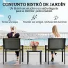Conjunto de Mesa y Sillas de Terraza Exterior 3 Piezas con 2 Sillas de Textilene Mesa de Vidrio Templado Gris Claro - Ogal.Es