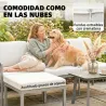 Conjunto de Jardín Exterior de 3 Piezas con Sofá de 3 Plazas Reposapiés Mesa de Centro y Cojines Marrón y Beige - Ogal.Es