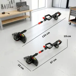 Desbrozadora Batería 18V con 2 Baterías de 4.0Ah y Cargador Barra Ajustable Cabezal y Mango Regulables Plateado - Ogal.Es