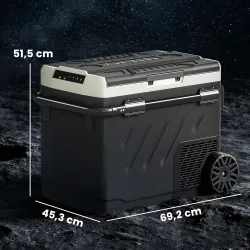 Nevera Portátil Eléctrica 49L con Compresor Doble Zona Control por App Ruedas Asa Telescópica -20? a 20? y Puert... - Ogal.Es