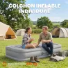 Colchón Hinchable Individual Plegable con Bomba Inflado 3 Min Desinflado 2 Min Bolsa Carga 200 kg 190x97x39 cm Gris - Ogal.Es