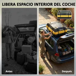 Bolsa de Techo para Coche 425L Impermeable con 8 Correas Alfombrilla Antideslizante Ganchos para Vehículos Amarillo - Ogal.Es