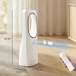 Ventilador de Torre sin Aspas con Mando a Distancia Oscilación 45° 3 Velocidades 3 Modos Temporizador 15H Blanco - Ogal.Es