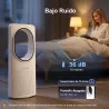 Ventilador de Torre sin Aspas con Mando a Distancia Oscilación 45° 3 Velocidades 3 Modos Temporizador 15H Blanco - Ogal.Es