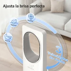 Ventilador de Torre sin Aspas con Mando a Distancia Oscilación 45° 3 Velocidades 3 Modos Temporizador 15H Blanco - Ogal.Es