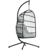 Silla Colgante Huevo con Soporte Cesta Plegable Cojín Reposacabezas Altura Ajustable y Cuerda Carga 120 kg Gris ... - Ogal.Es