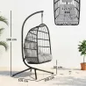 Silla Colgante Huevo con Soporte Cesta Plegable Cojín Reposacabezas Altura Ajustable y Cuerda Carga 120 kg Gris ... - Ogal.Es