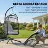 Silla Colgante Huevo con Soporte Cesta Plegable Cojín Reposacabezas Altura Ajustable y Cuerda Carga 120 kg Gris ... - Ogal.Es