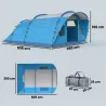 Tienda de Campaña Familiar Tipo Túnel para 5 Personas con 3 Habitaciones Puerta 4 Ventanas Impermeable Fácil Mon... - Ogal.Es