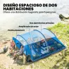 Tienda de Campaña Familiar Tipo Túnel para 5 Personas con 3 Habitaciones Puerta 4 Ventanas Impermeable Fácil Mon... - Ogal.Es