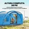 Tienda de Campaña Familiar Tipo Túnel para 5 Personas con 3 Habitaciones Puerta 4 Ventanas Impermeable Fácil Mon... - Ogal.Es