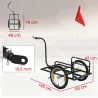 Remolque de Bicicleta para Carga 40 kg Carro de Mano de Acero con Bandera Roja Ruedas de 16 Pulgadas 145x60x42 c... - Ogal.Es