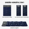Saco de Dormir Doble para Adultos Tamaño Queen para 2 Personas con 2 Almohadas y Bolsa Transporte Azul Oscuro - Ogal.Es